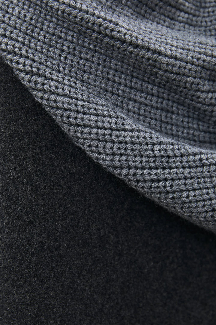 Manteau court Morina à capuchon en maille contrastante pour femme Humility