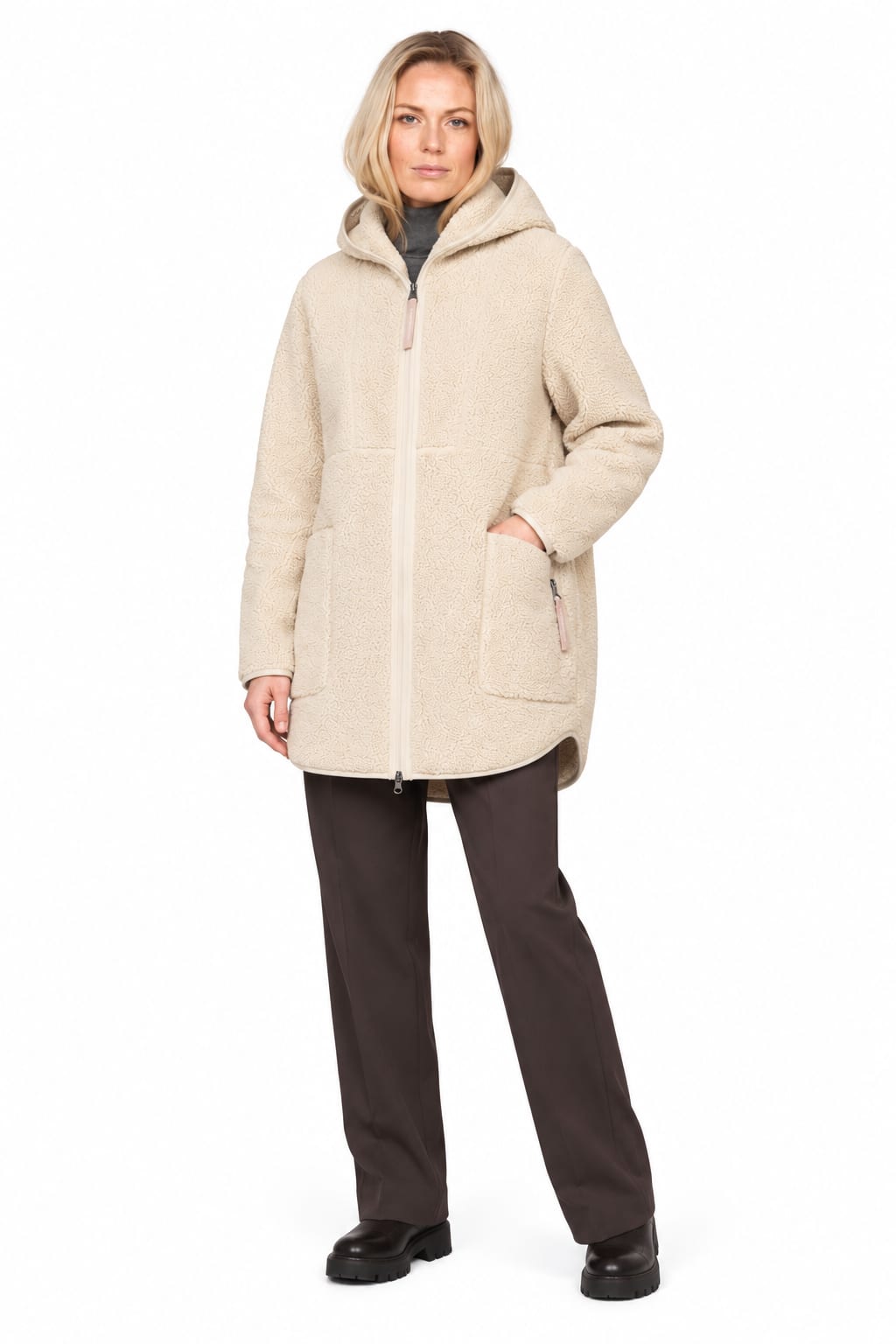 Manteau en sherpa à capuchon pour femme Ilse Jacobsen