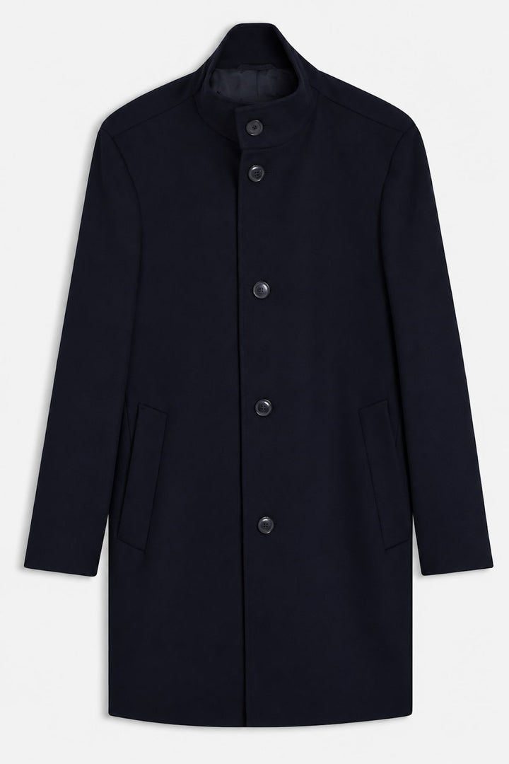 Front view of stand-collar dress coat Hugo Boss