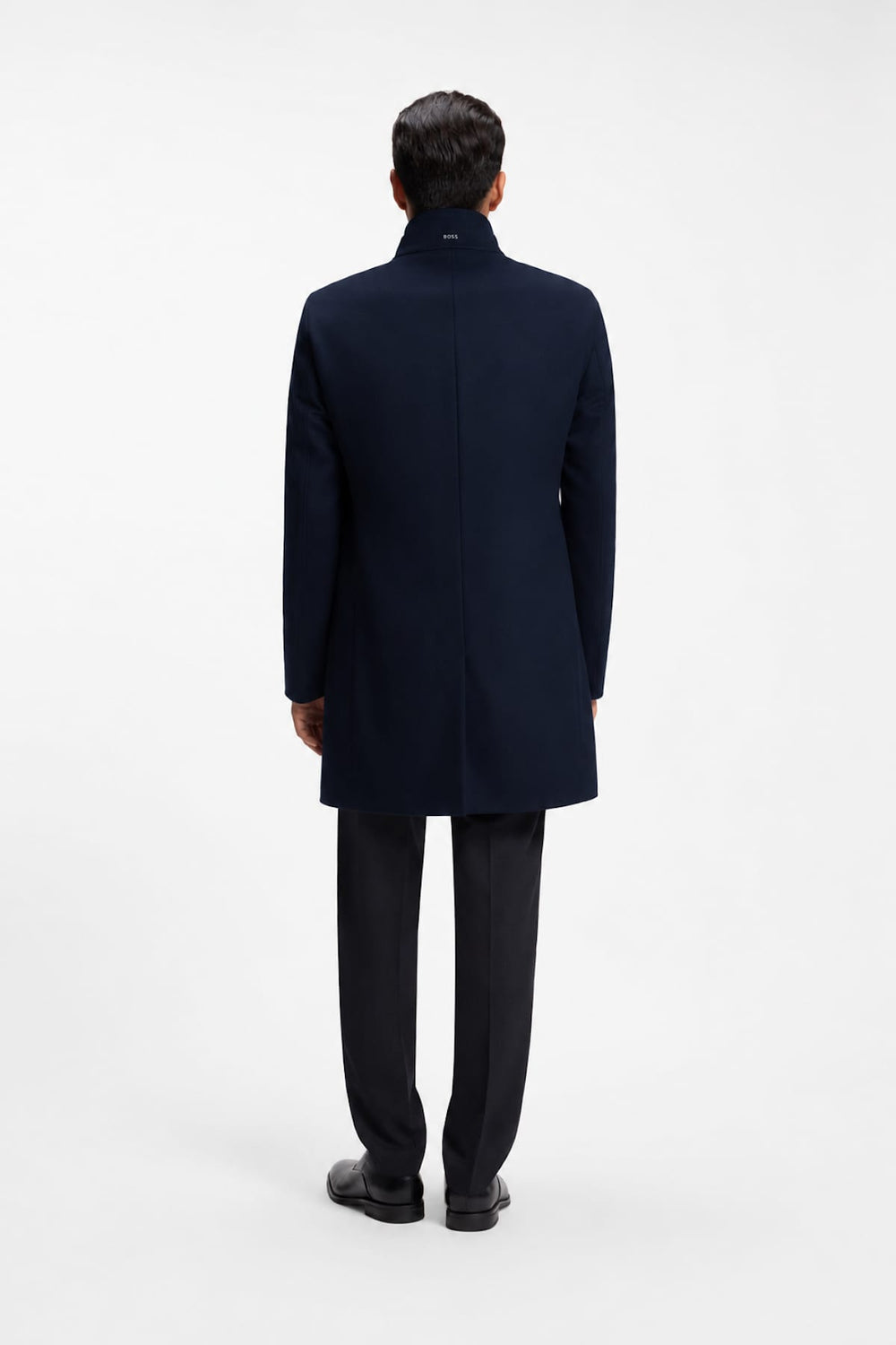 Front view of men's stand-collar dress coat Hugo Boss
