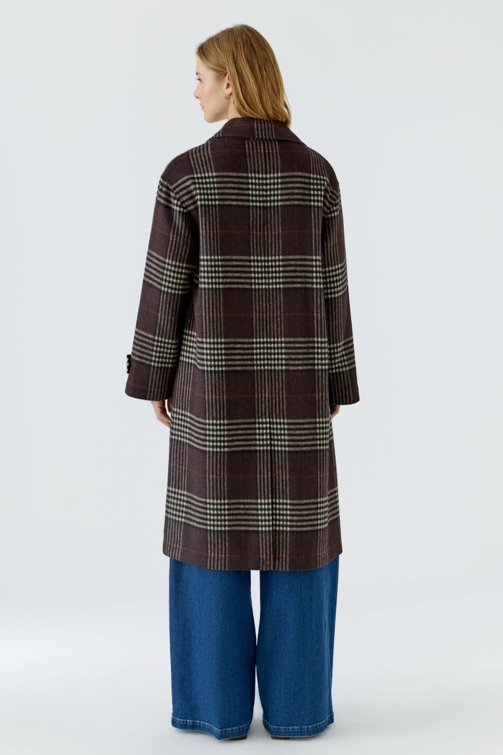 Women's long plaid coat Oui
