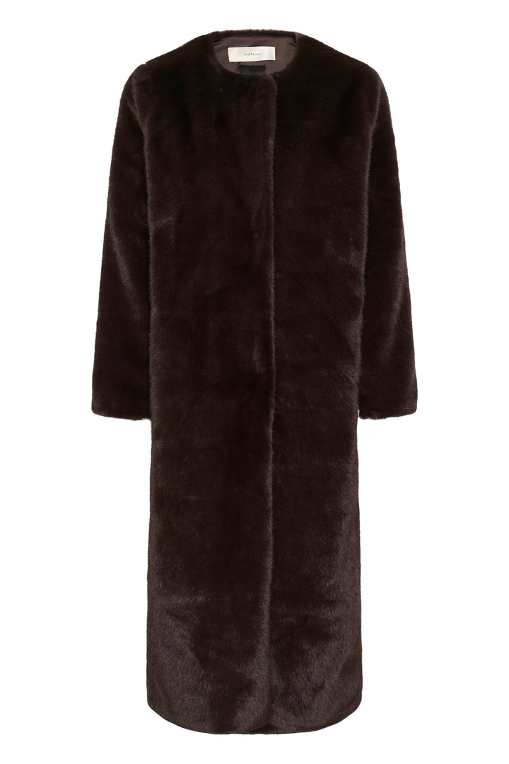 Manteau long Zabelle en fausse fourrure à col rond vue de face pour femme Inwear