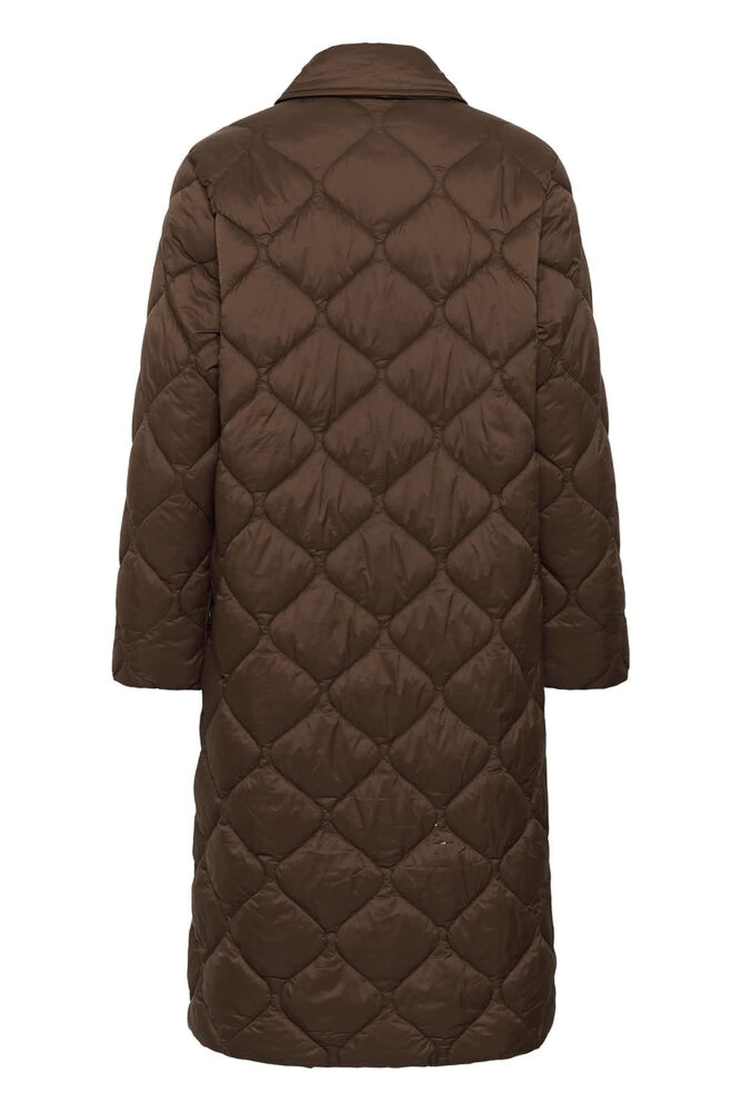 Vue de face manteau matelassé Part Two beige avec col haut pour femme - Valérie Simon