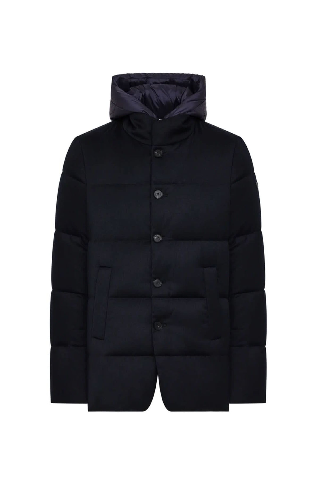 Manteau matelassé en laine avec capuchon vue de face pour homme DUNO