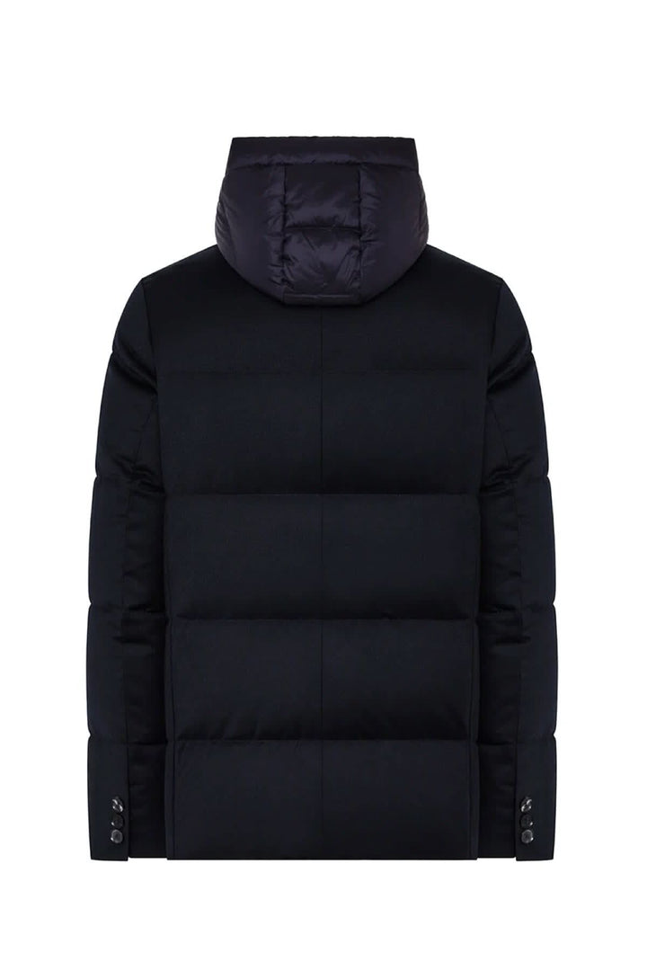 Manteau matelassé en laine à capuchon vue de face pour homme DUNO