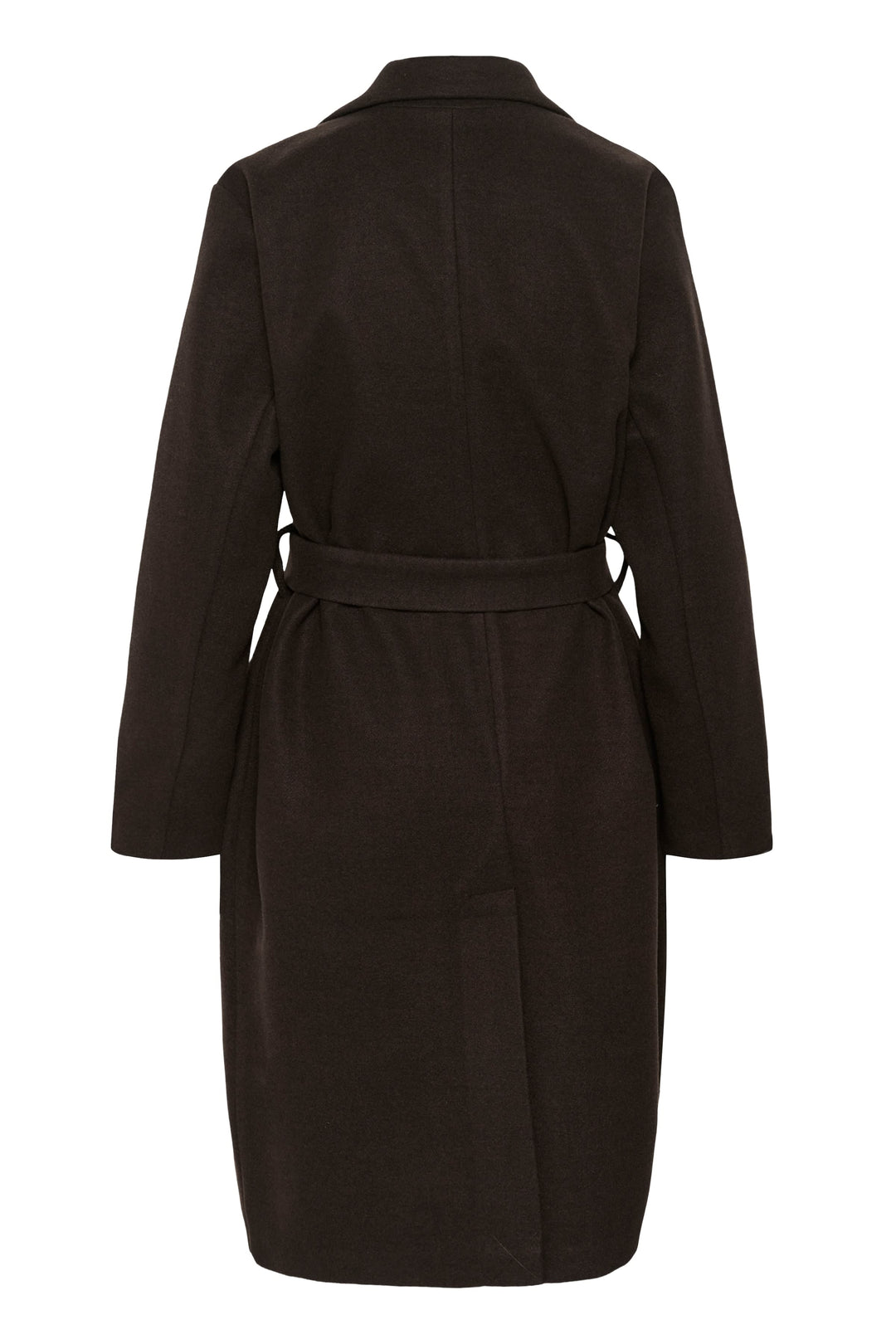 Vue de face manteau Saturne Kaffe bleu marine avec ceinture, Valérie Simon