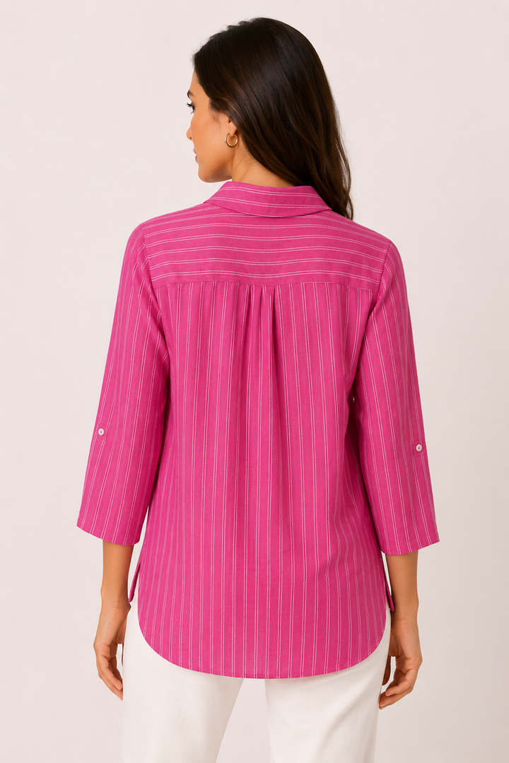 Vicki Striped Shirt with 3/4-Length Sleeves