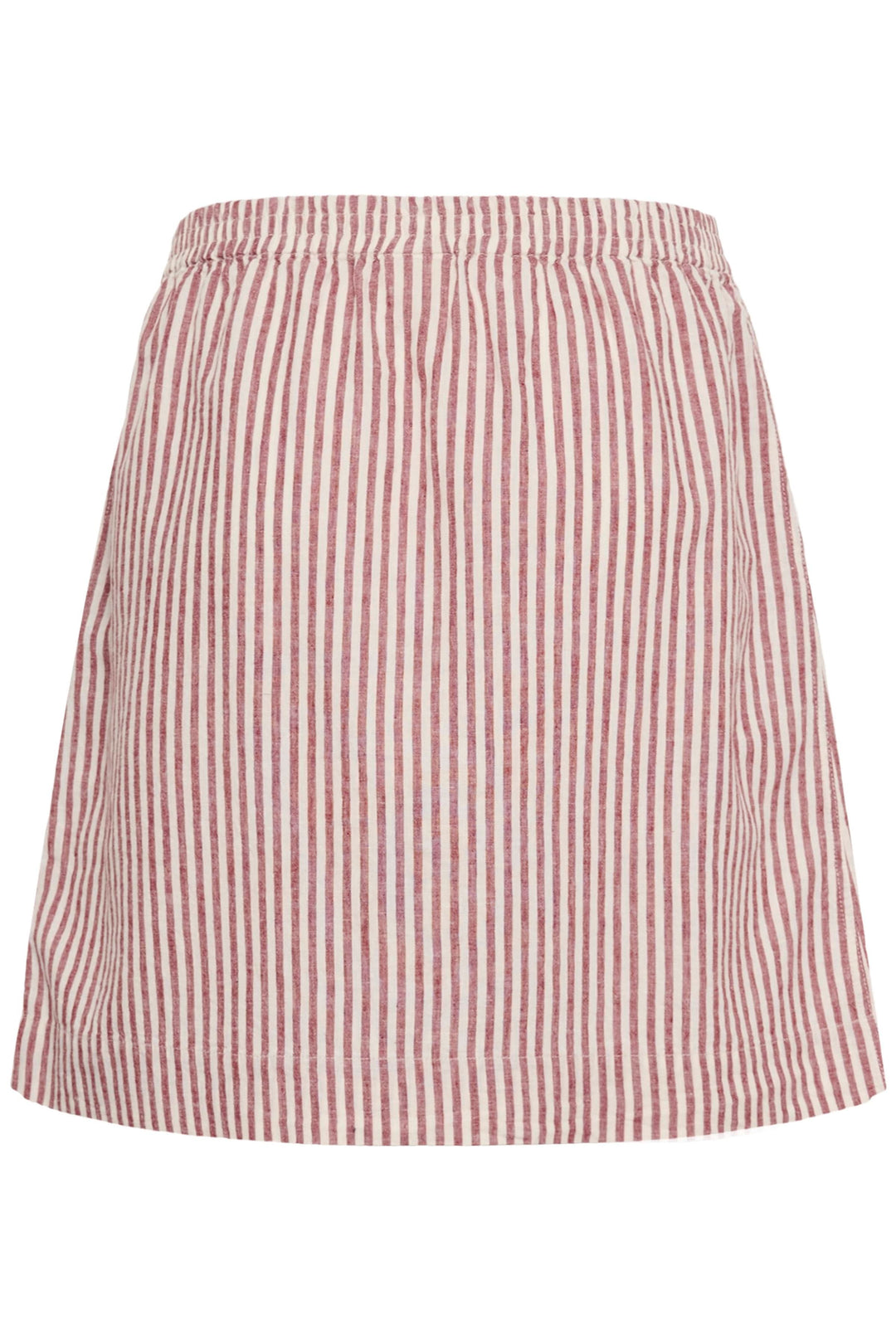 Jupe Birgitt à rayures taille élastiquée, jupe rayée confortable pour un style estival, coupe fluide avec poches latérales, au-dessus du genou.