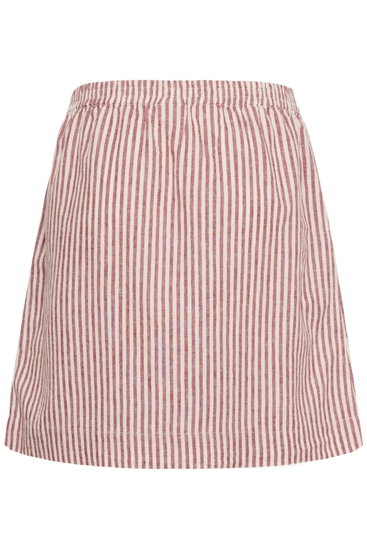 Jupe Birgitt à rayures taille élastiquée, jupe rayée confortable pour un style estival, coupe fluide avec poches latérales, au-dessus du genou.