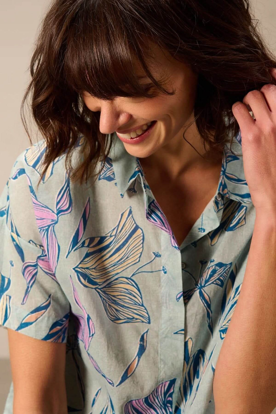 Chemise légère à manches courtes avec imprimé