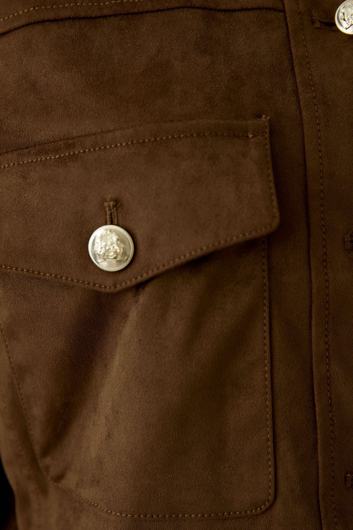 Short suede-effect jacket with pockets