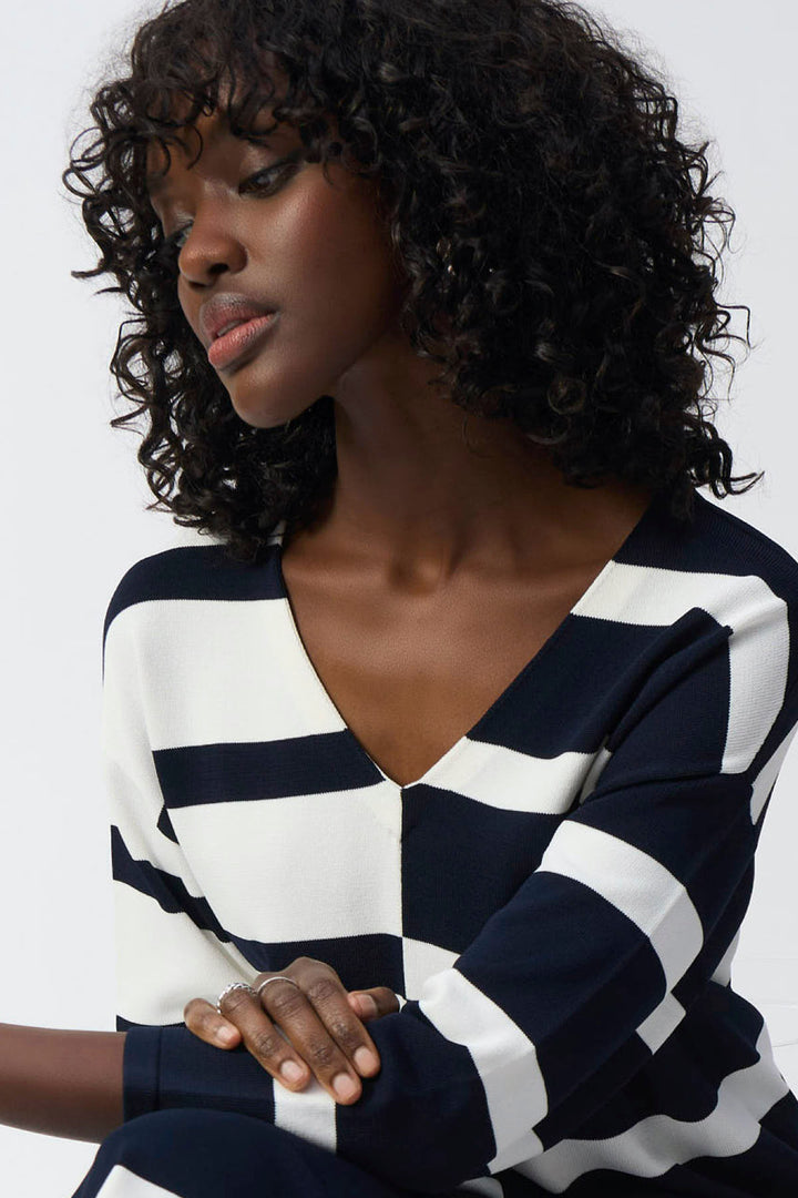 Striped V-neck sweater