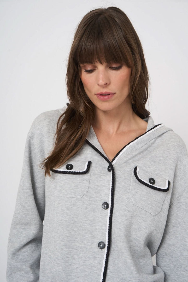 Hooded knit cardigan