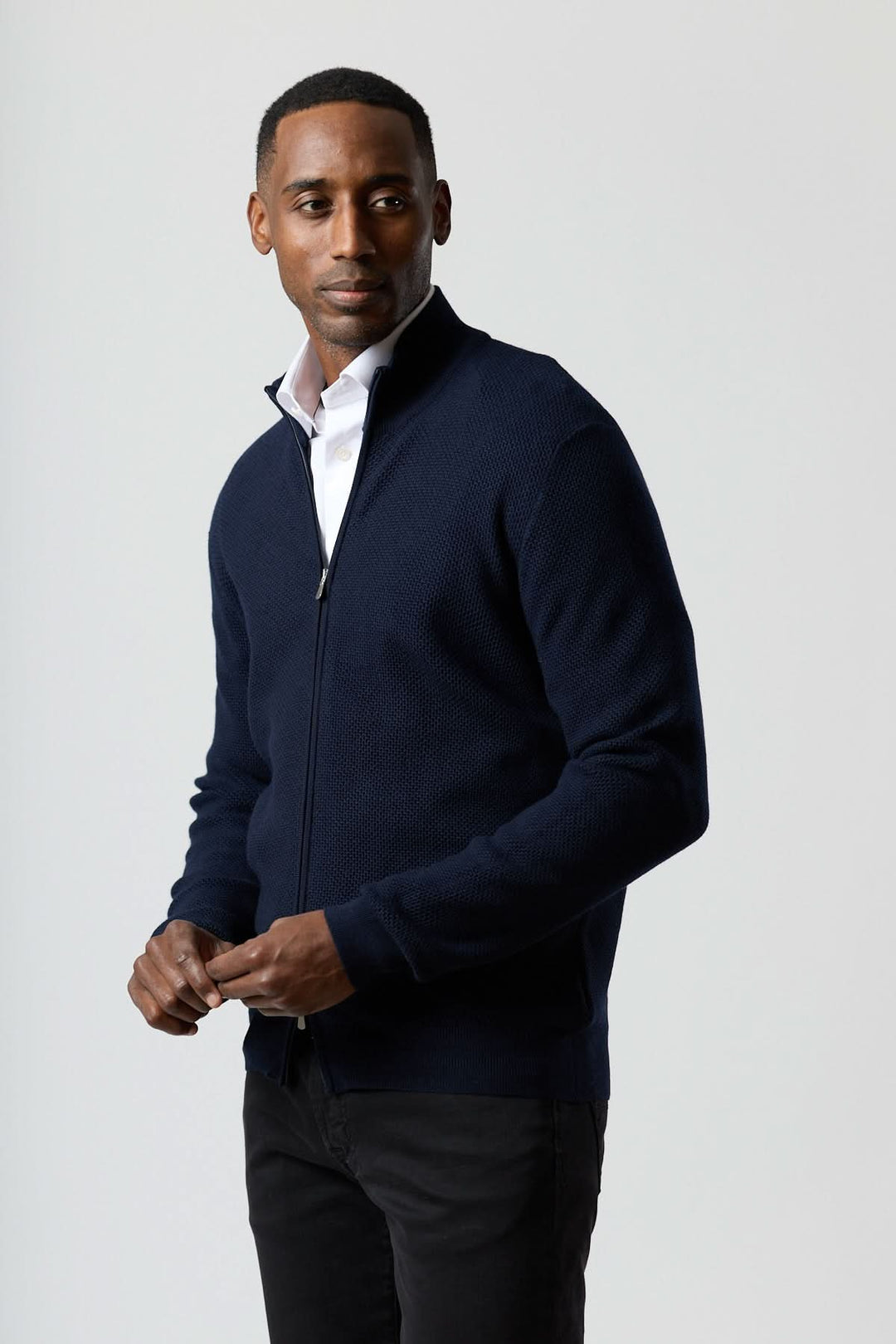 Cardigan zippé en maille texturée