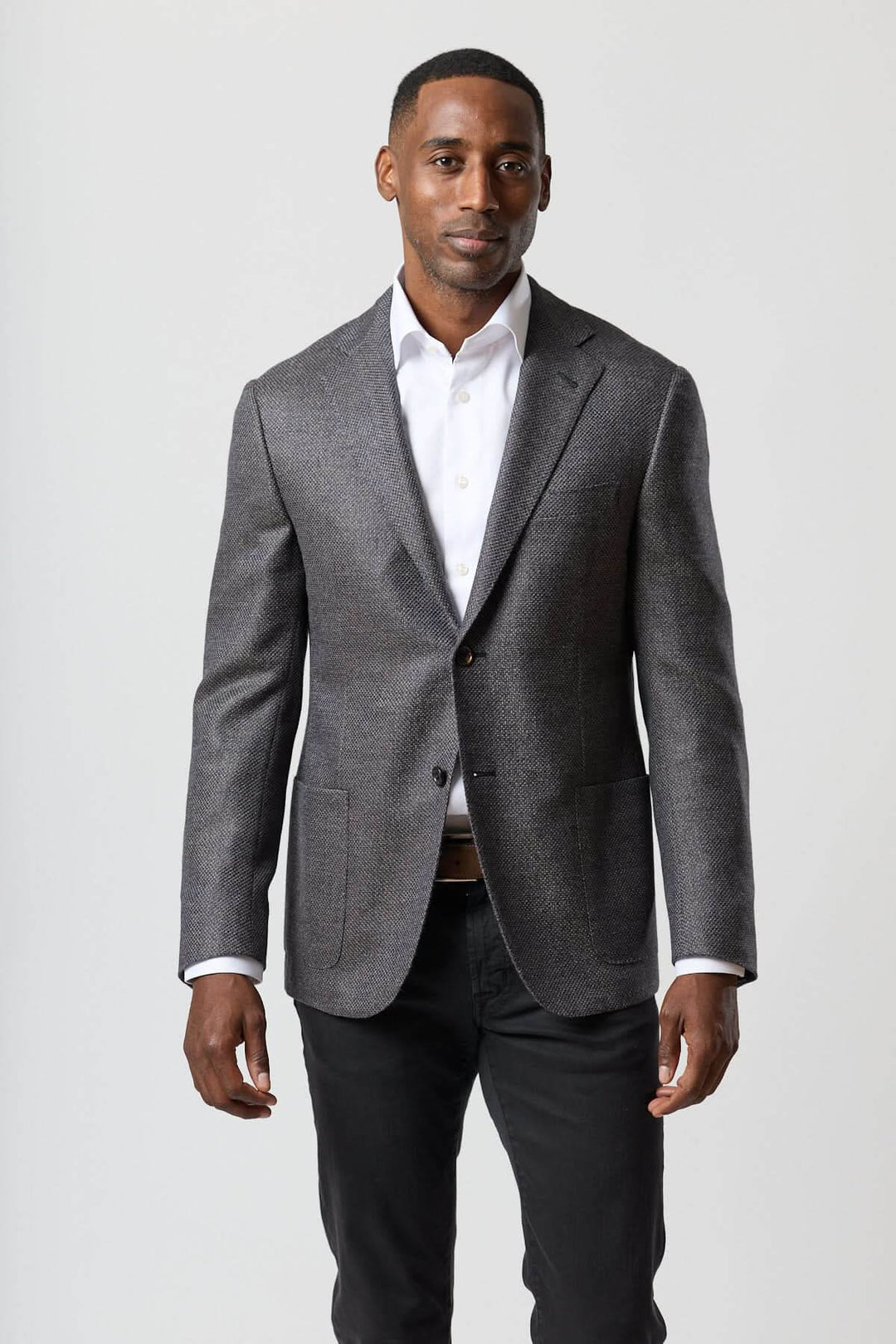 Wool blend blazer navy and charcoal