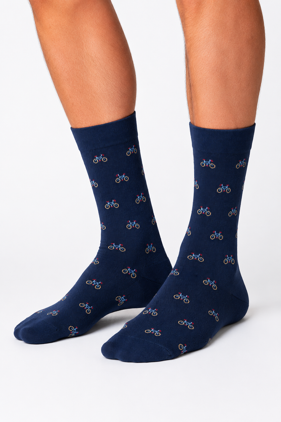 Dress socks with a bicycle pattern