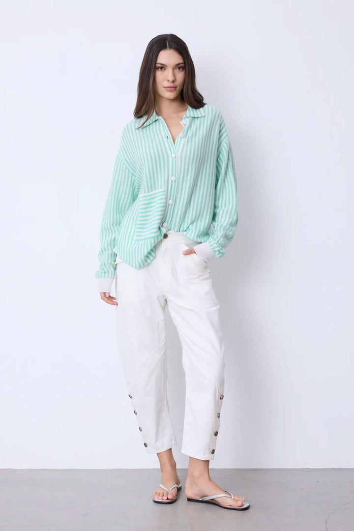 Oversized striped cashmere shirt