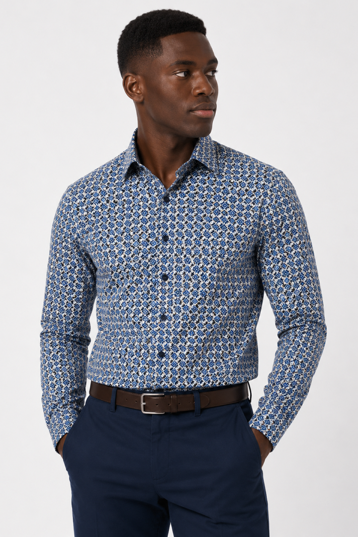 Chemise sport imprimée losanges