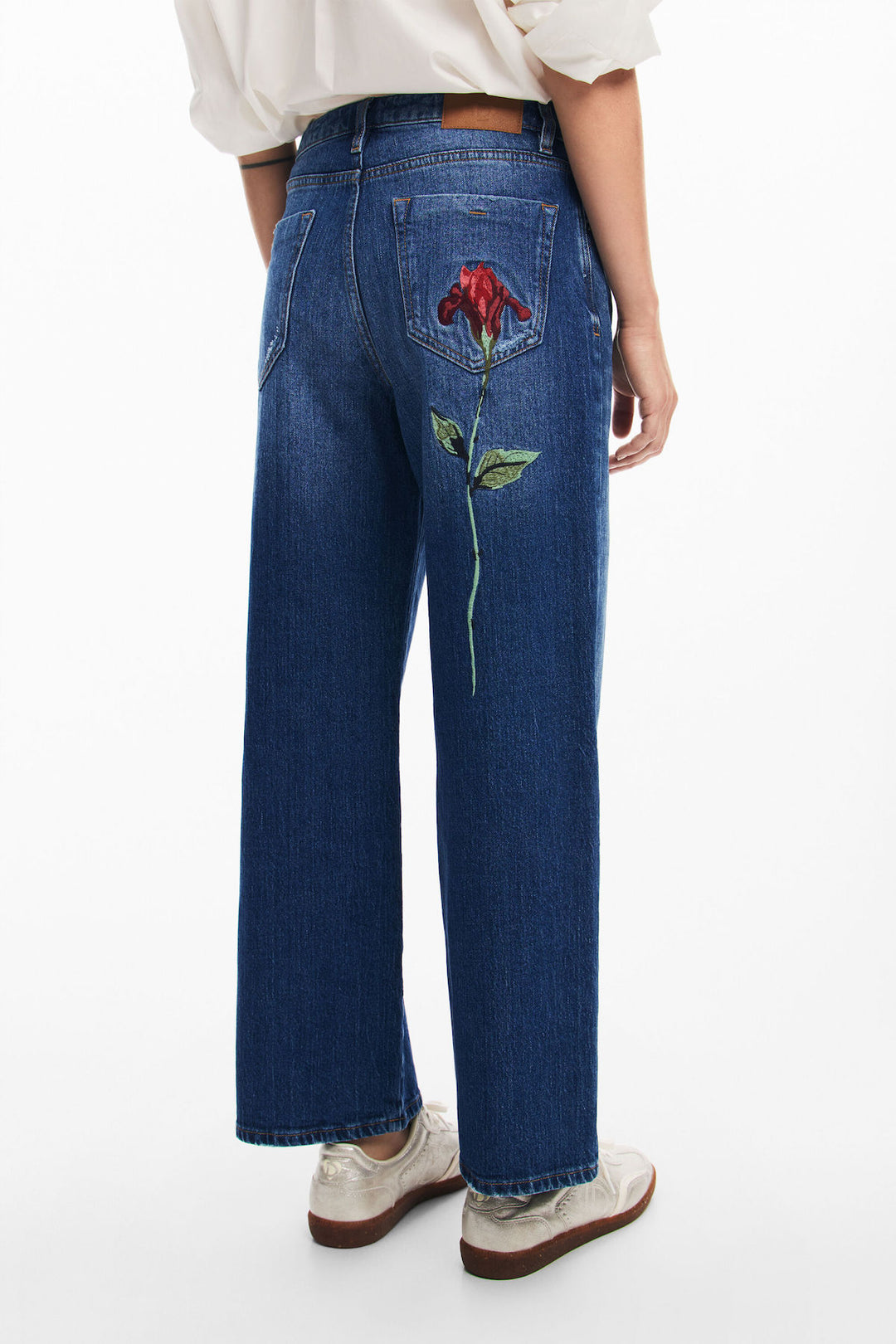 Flower print jeans