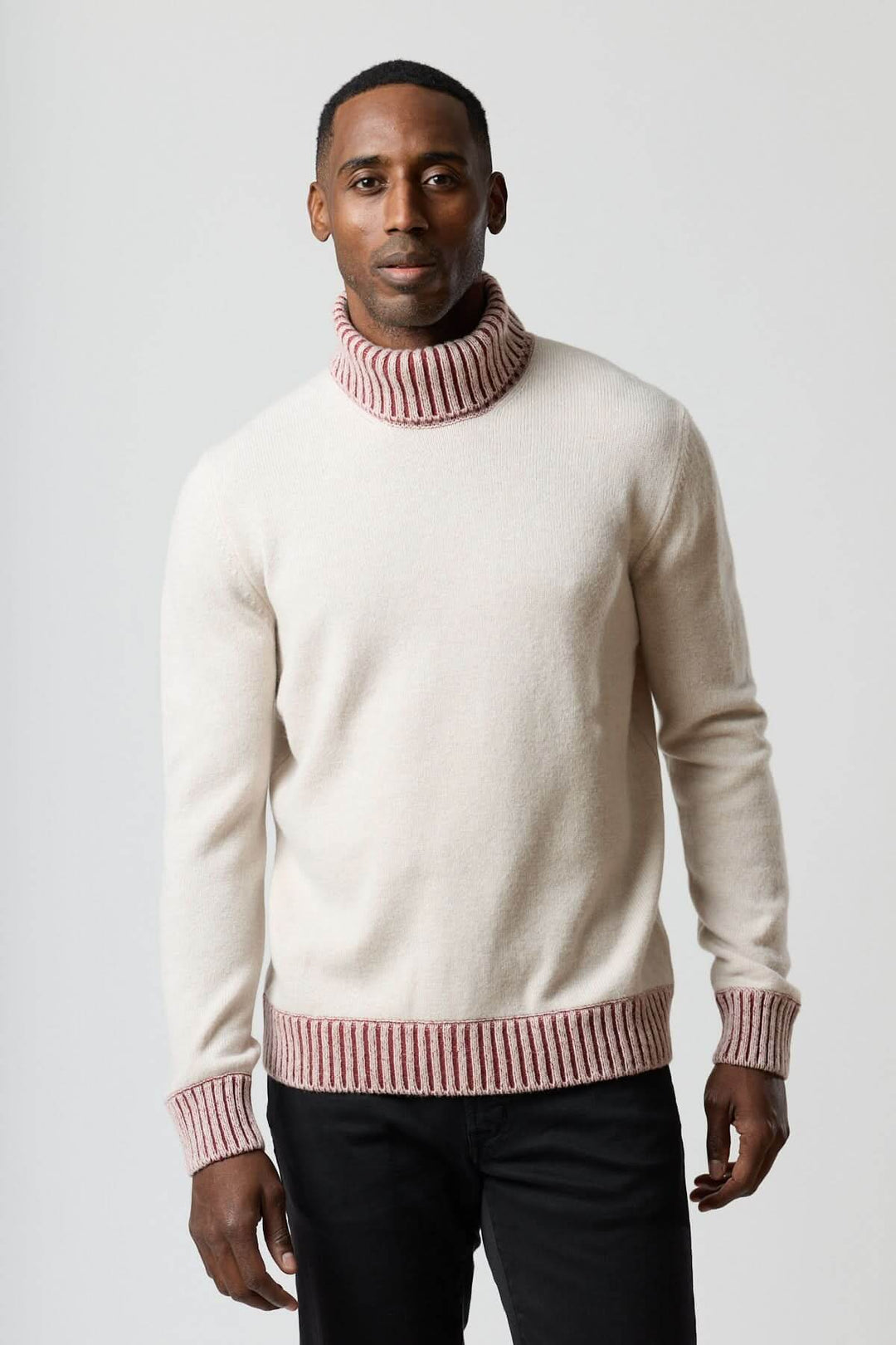 Contrast ribbed turtleneck sweater