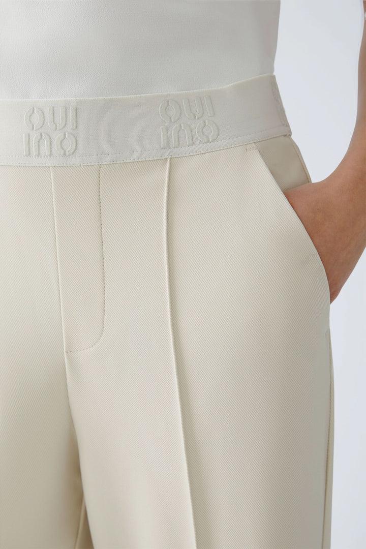 Straight-leg pants with elastic waistband and logo