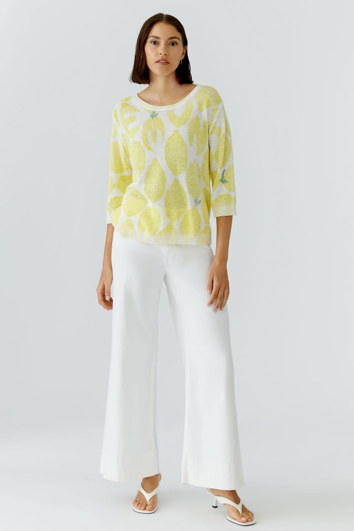 Tricot léger imprimé à manches 3/4
