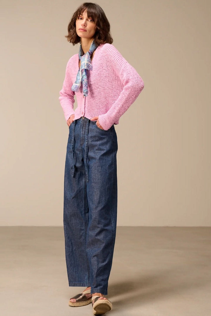 Cardigan en maille texturée à col en V