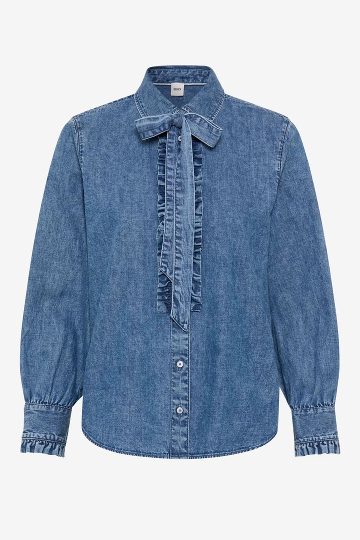 Chemise Victoria en denim à col lavallière