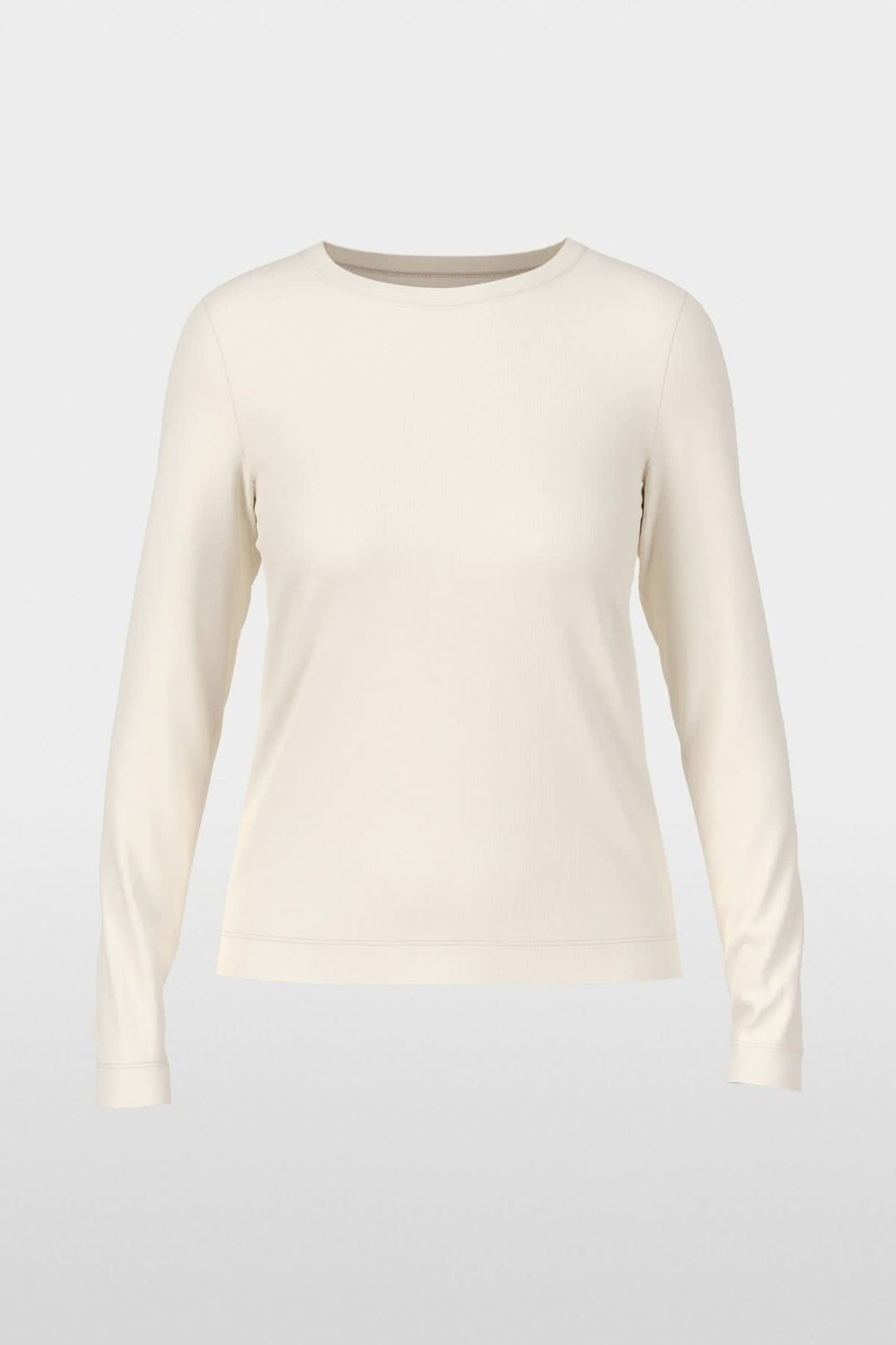 Chandail unie à manches longues en tissu doux, coupe ajustée, idéal pour un look minimaliste et chic.