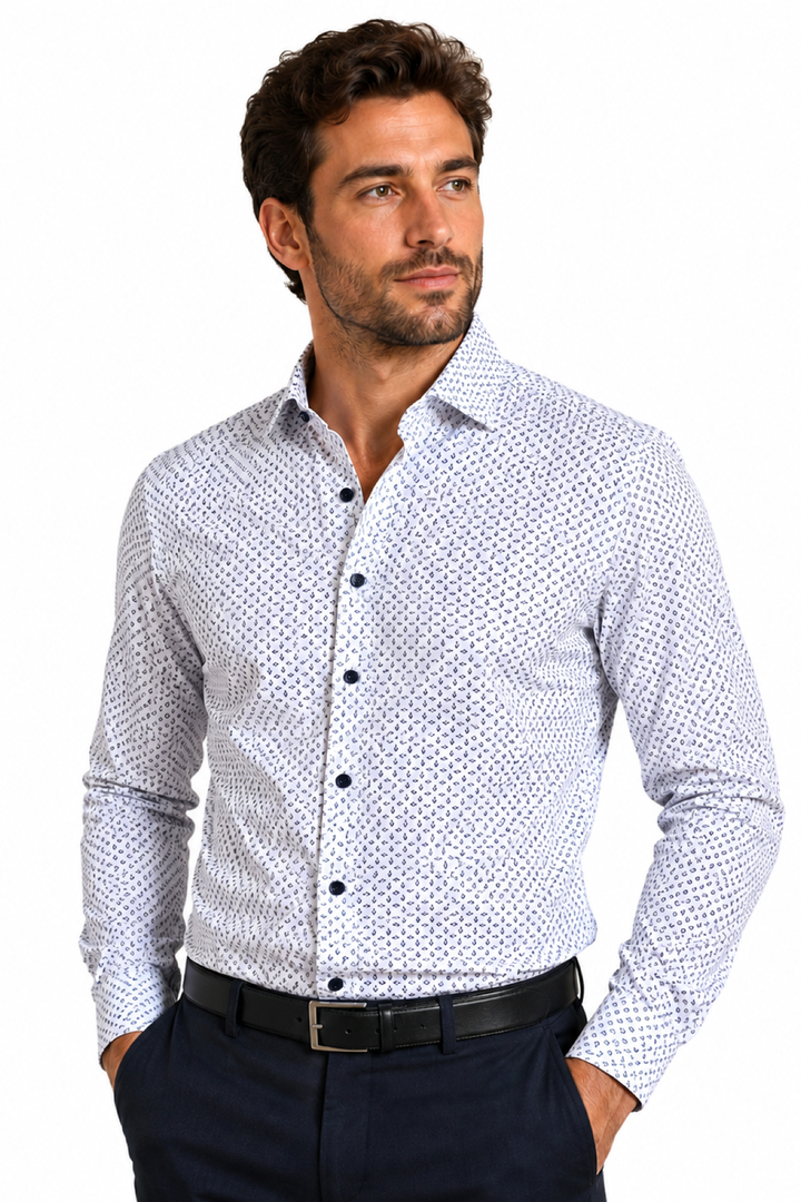 Chemise habillée imprimée géométrique