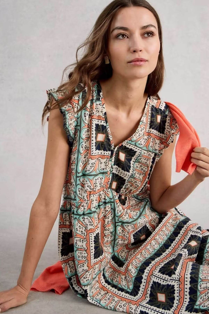 Lorna Long Sleeveless Dress in Linen Blend