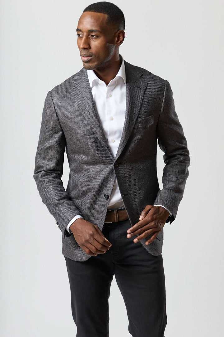 Wool blend blazer navy and charcoal