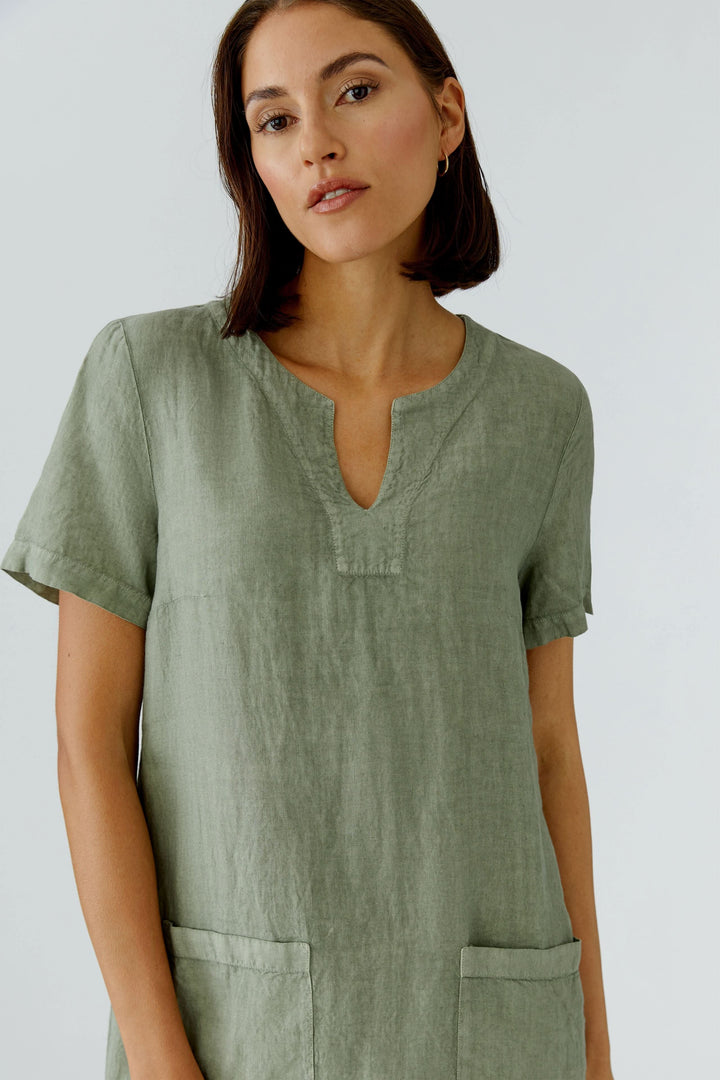 Robe en lin à manches courtes