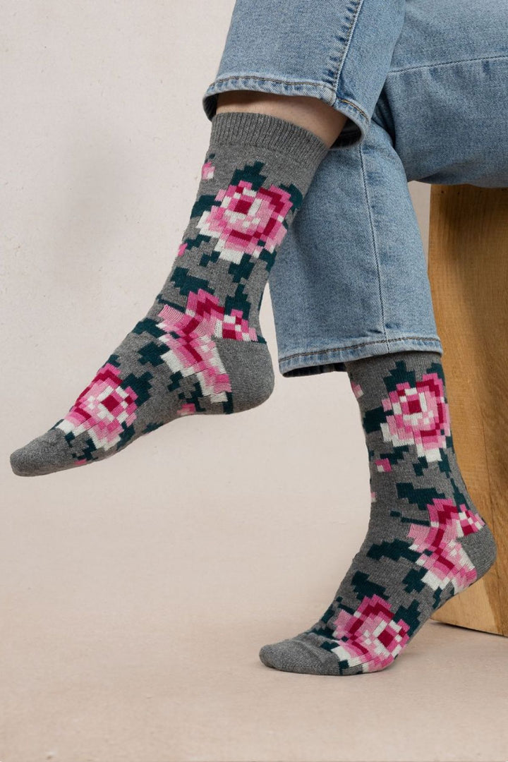 Pixel Flower Socks