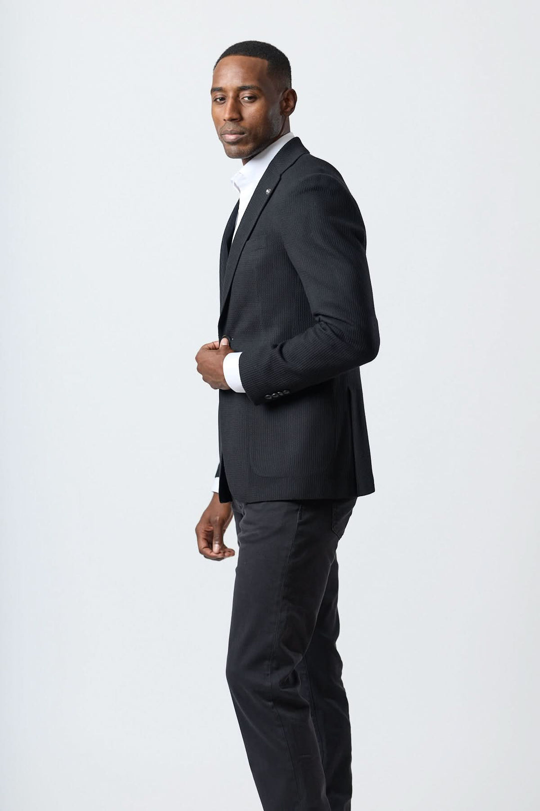 Veston texturé déstructuré deux boutons