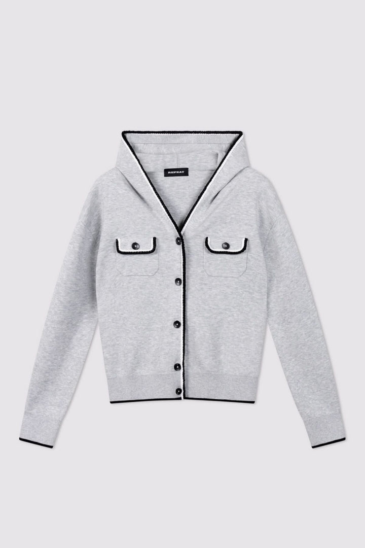 Hooded knit cardigan