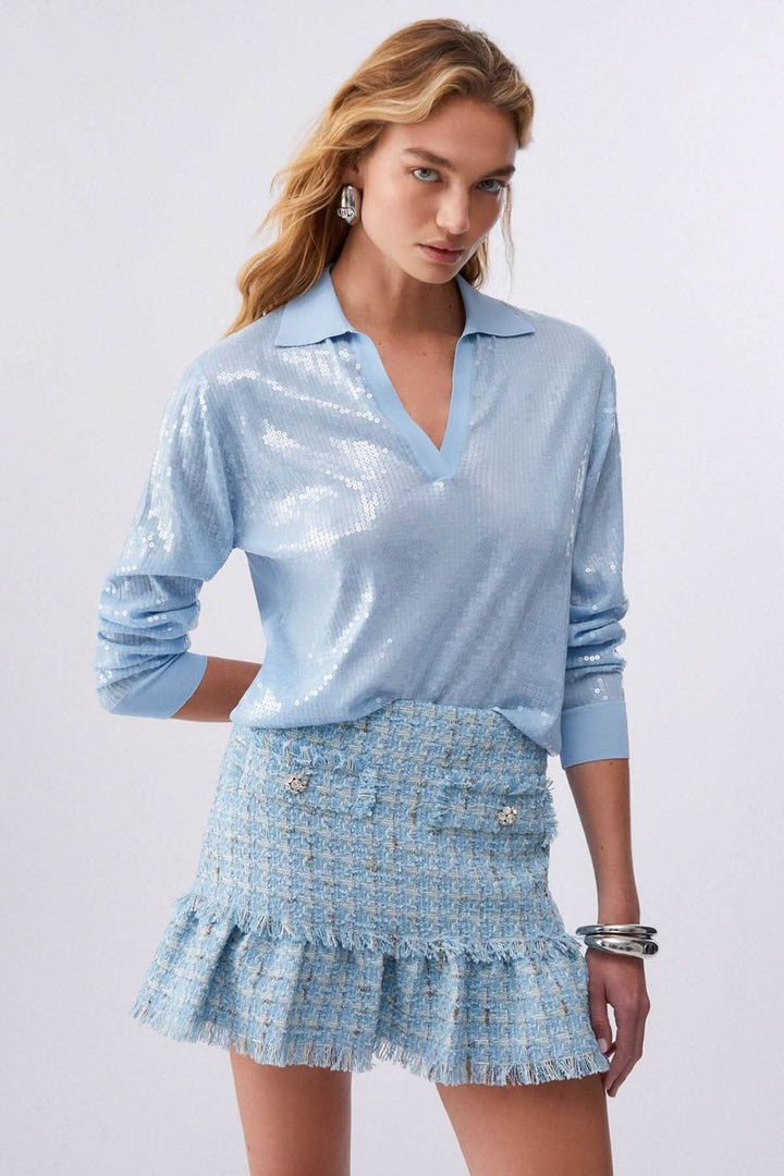 Polo à manches longues avec paillettes