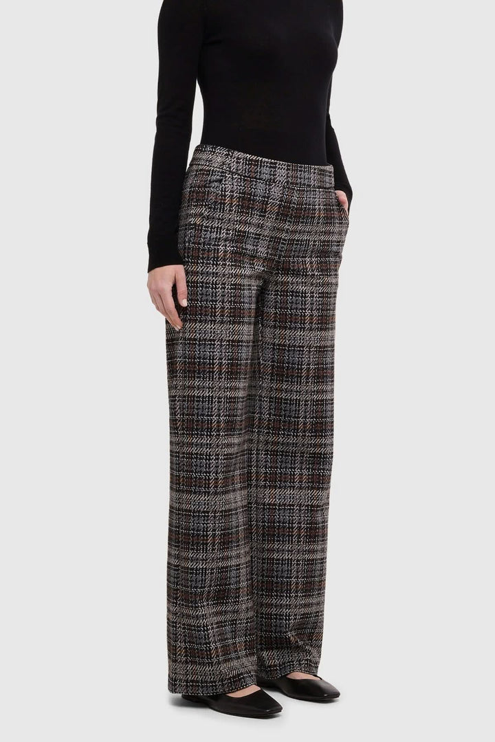 Pantalon à carreaux à jambe large pour femme Mac Jeans