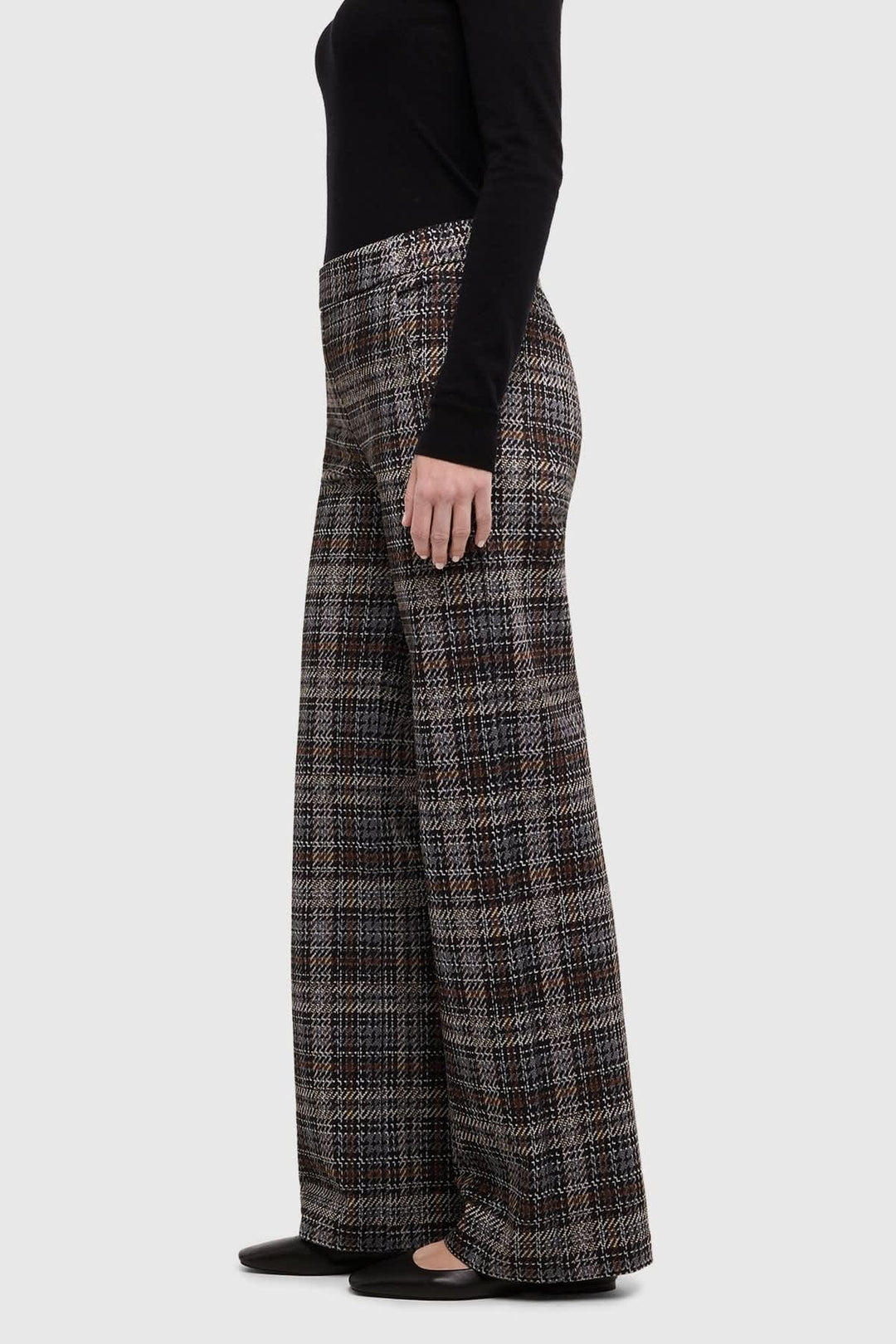 Pantalon à carreaux à jambe large pour femme Mac Jeans