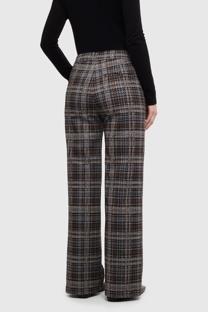 Pantalon à carreaux à jambe large pour femme Mac Jeans