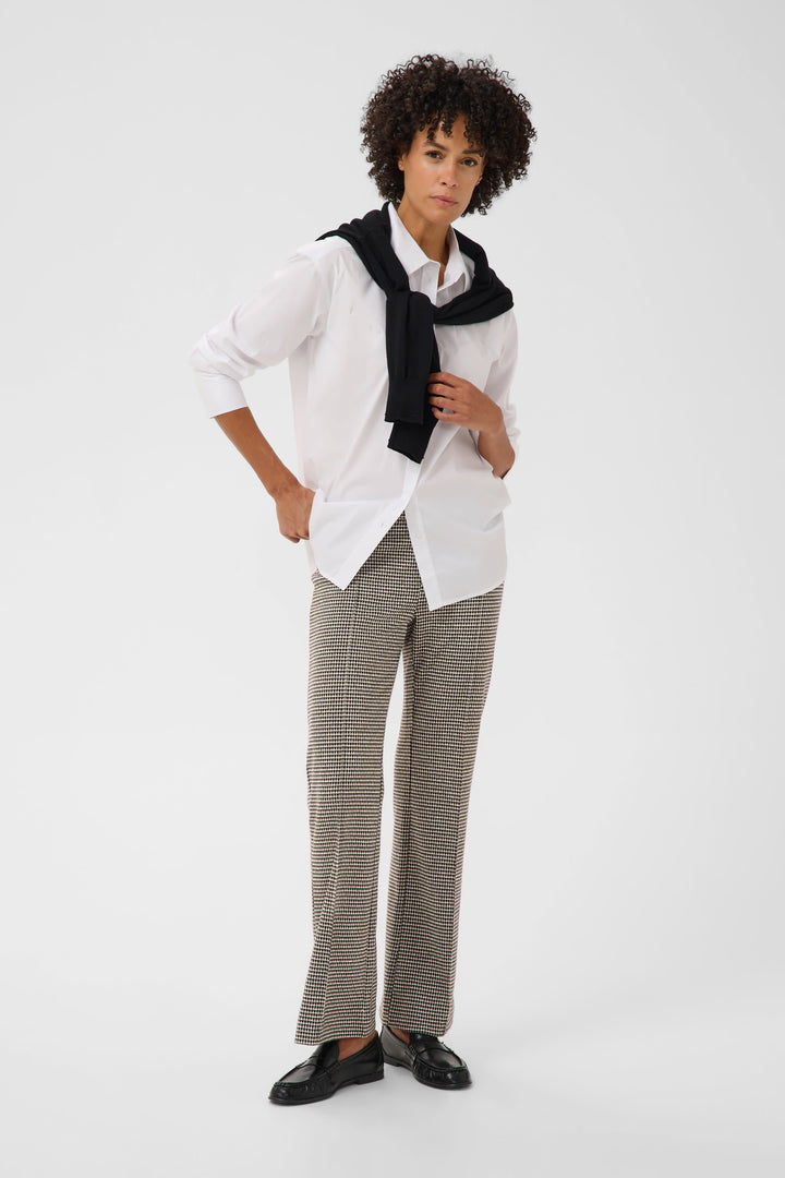 Pantalon à carreaux texturé vue de face pour femme Part Two