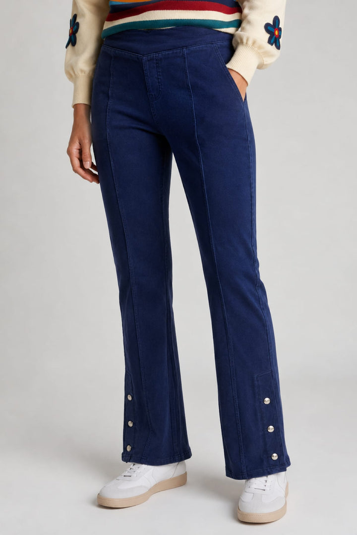 Pantalon à jambe évasée et boutons décoratifs pour femme Coco y Club