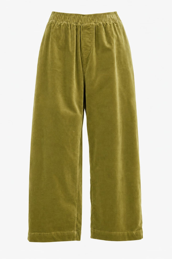 Vue portée pantalon en velours JC SOPHIE bordeaux femme avec jambe large - Valérie Simon