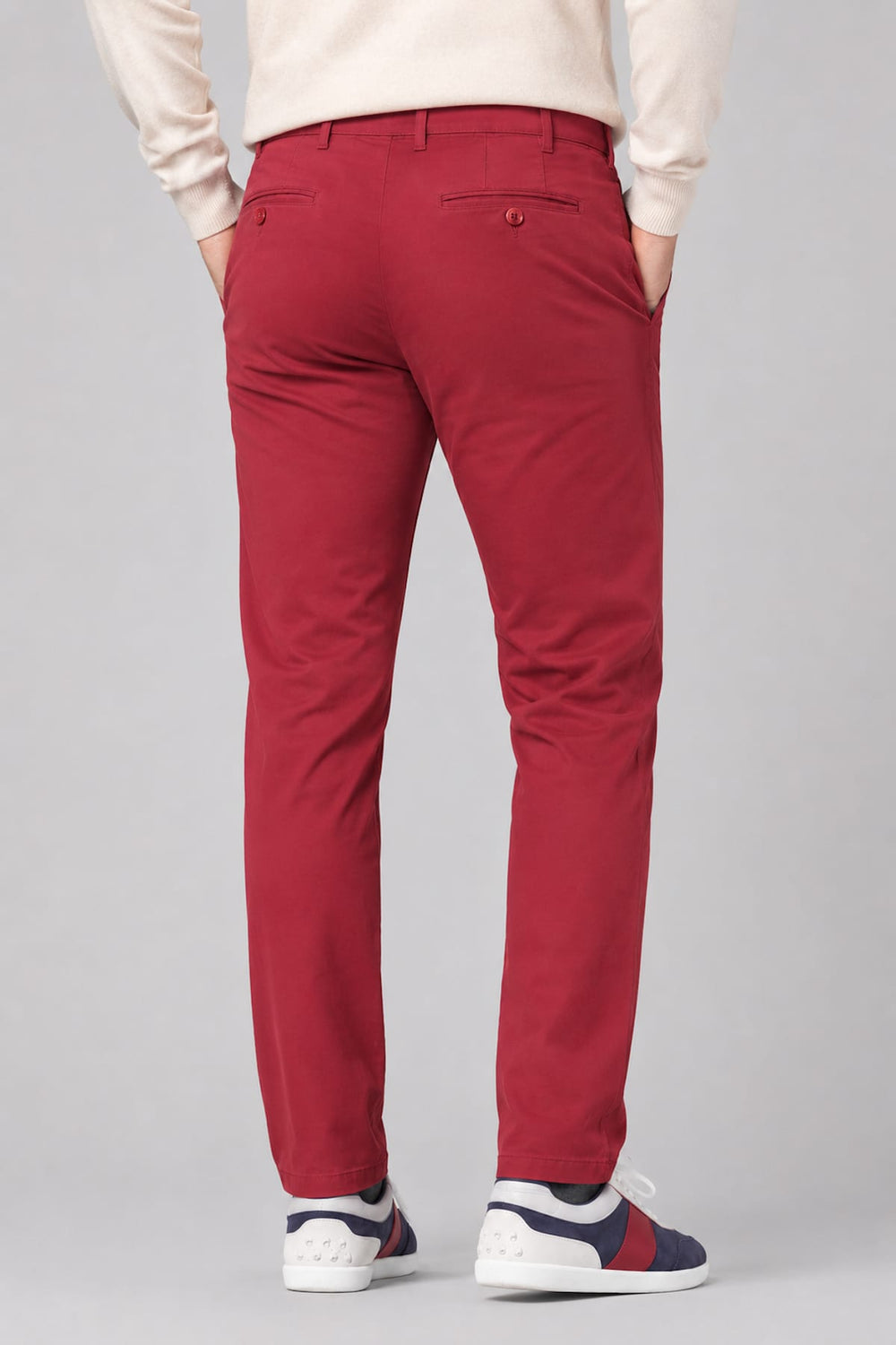Vue arrière pantalon chino Meyer pour homme couleur beige - Valérie Simon