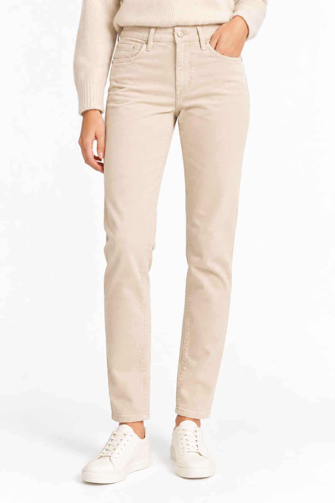 Pantalon chino à jambe droite vue de face pour femme CARRELI JEANS