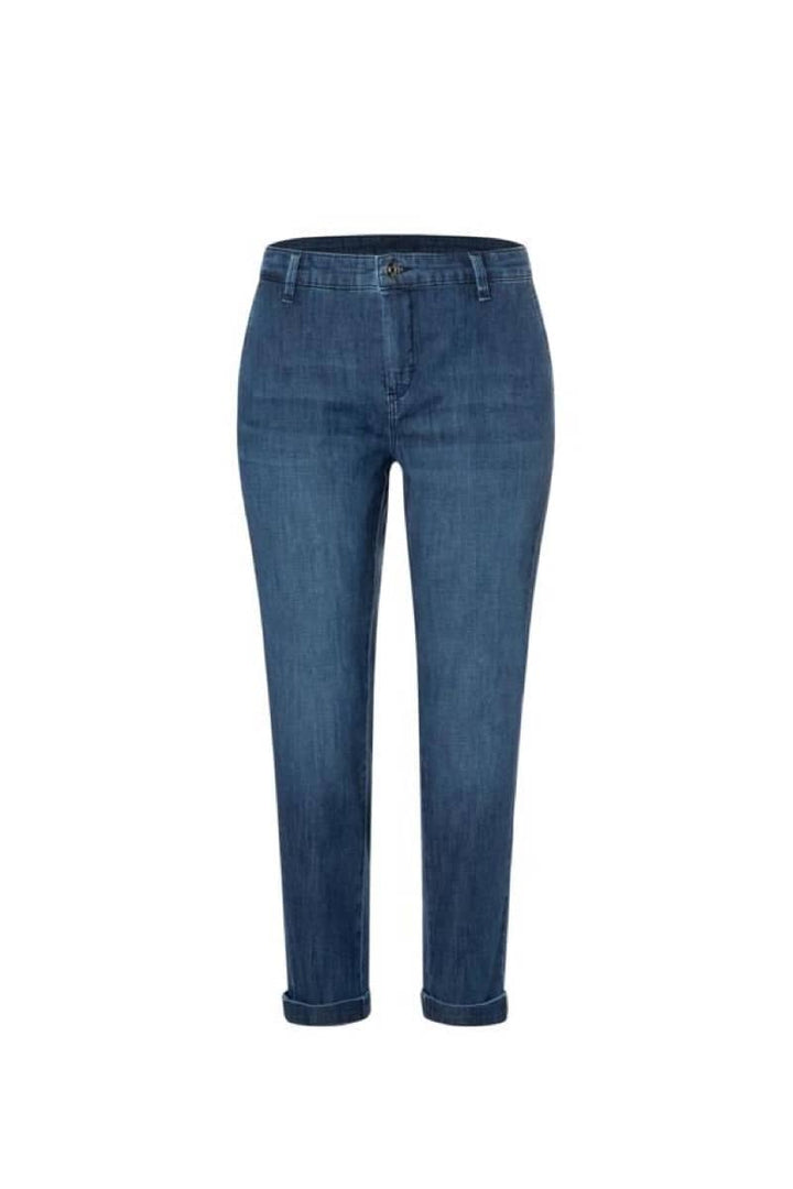 Front view of a beige Mac Jeans stretch denim chino with side pockets for women - Valérie Simon