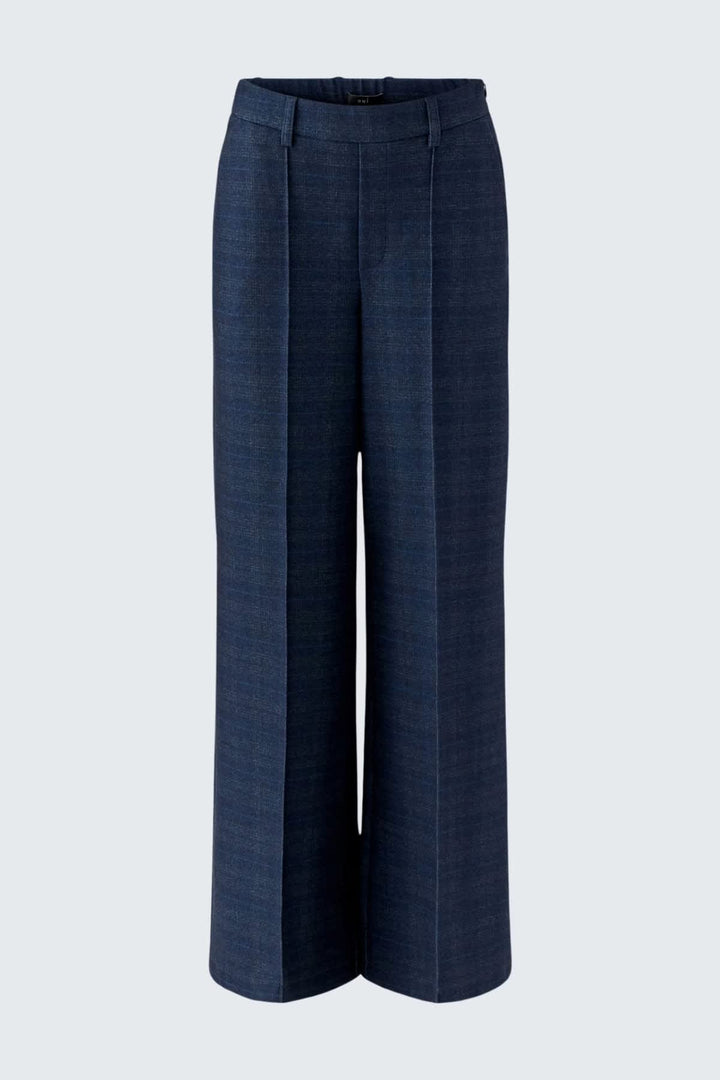 Pantalon droit en jersey à carreaux vue de face pour femme Oui
