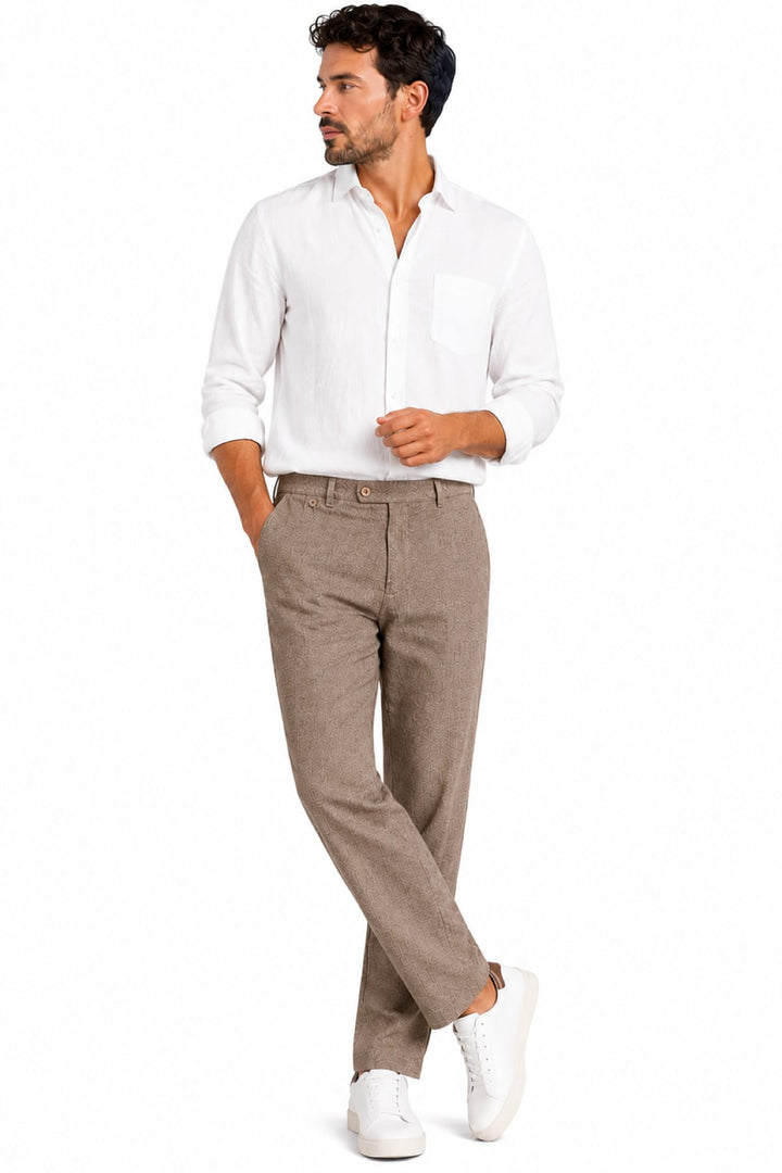 Vue latérale pantalon chino à motif ton sur ton pour homme Brax noir - Valérie Simon
