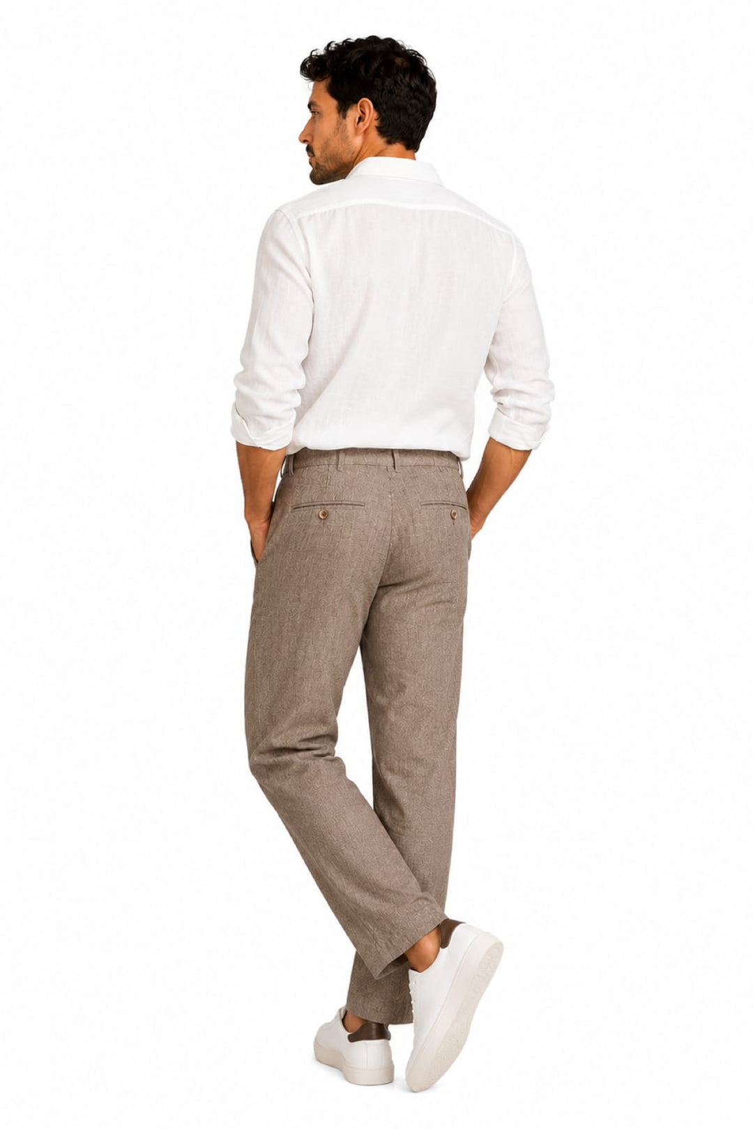 Vue arrière pantalon chino à motif Brax pour homme beige - Valérie Simon