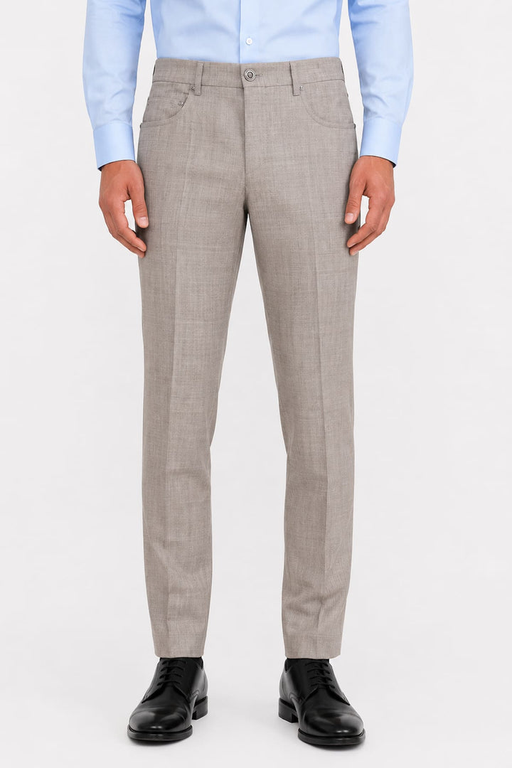 Vue de face pantalon habillé Corneliani pour homme gris avec 5 poches - Valérie Simon